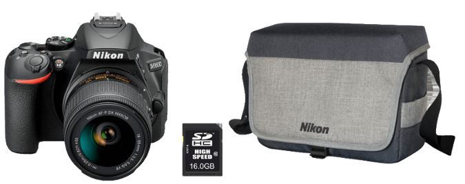 Ausverkauft! NIKON D5600 SLR + Objektiv 18 55 mm +16GB Speicher + Tasche + Reinigungsset für 379€ (statt 529€)