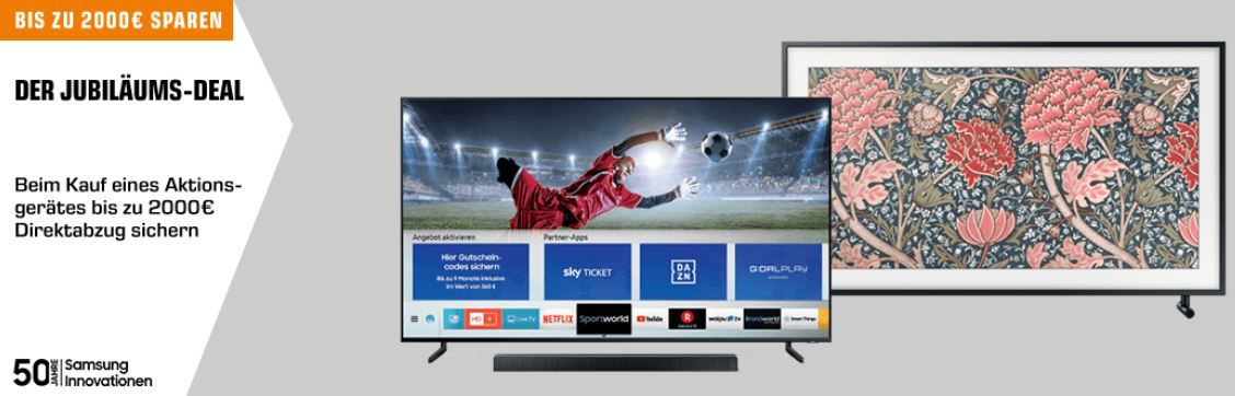 Saturn: Samsung Extra Rabatt auf ausgewählte QLED & Premium UHD TVs und Soundbars