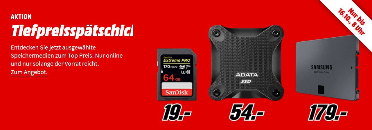 Media Markt Speicher Tiefpreisspätschicht: z.B. PNY Elite Micro SDXC 512 GB für 85€ (statt 101€)