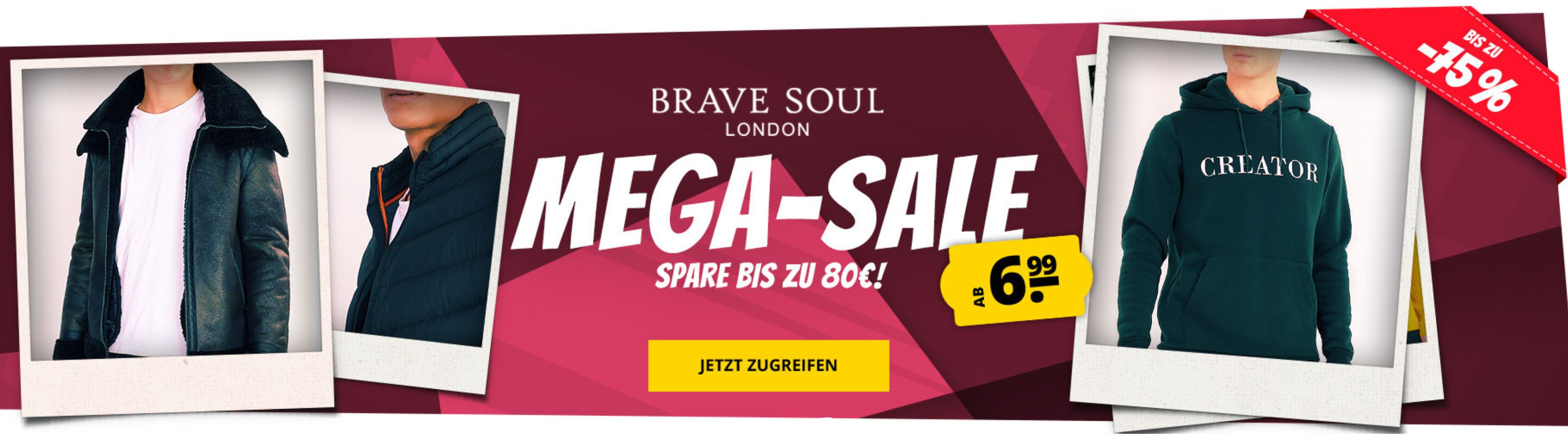 SportSpar Brave Soul Sale   z.B. BRAVE SOUL Denim Herren Hoodie ab 10,99€ (statt 19€)