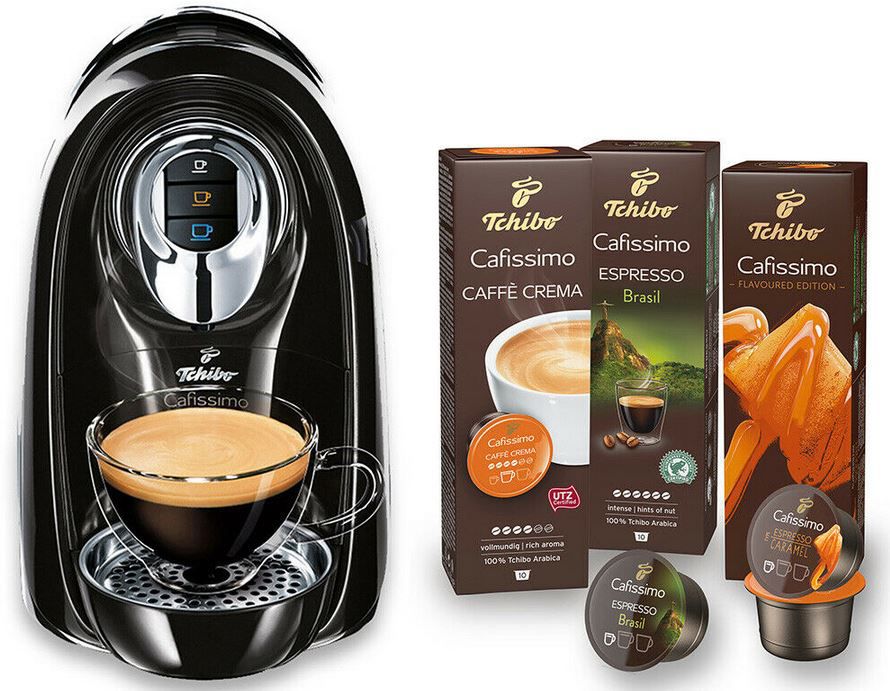 Tchibo Cafissimo COMPACT Kapselmaschine schwarz + 30 Kapseln für 29€ (statt 51€)