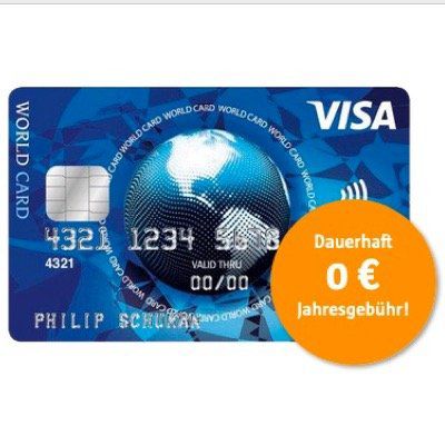 Visa World Card mit Wunsch PIN dauerhaft ohne Gebühr (EU weit)