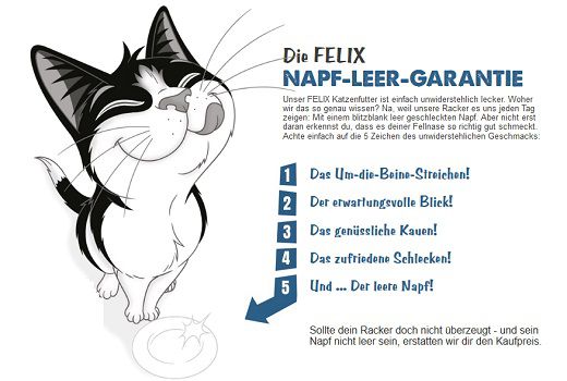 Bei Unzufriedenheit: Felix Katzenfutter von Purina kostenlos