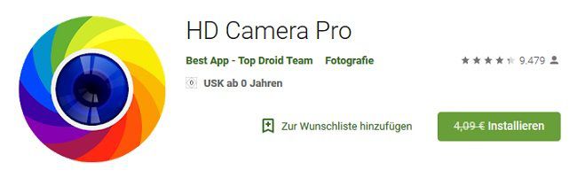 Android: HD Camera Pro gratis (statt 4€)