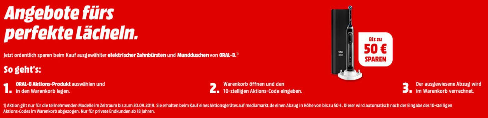 Media Markt & Saturn: Oral B mit bis 50€ Sofortrabatt   z.B. ORAL B PRO 1 200 eZahnbürste für 29,99€ (statt 39,99€)