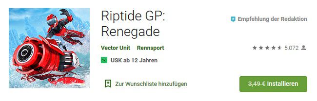 Android/iOS: Riptide GP: Renegade kostenlos (statt 3,49€)