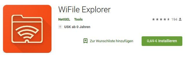 Android: WiFile Explorer kostenlos (statt 0,69€)