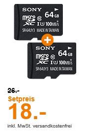 Doppelpack SONY Performance microSDXC 2 x 32GB Karten für 9€ o. 2 x 64GB für 18€ (statt 32€)