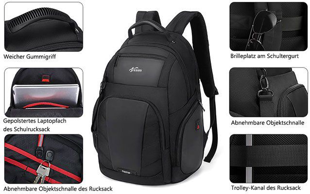 Fresion Rucksack für Laptops mit bis zu 17 Zoll & RFID Tasche für 24,99€ (statt 50€)