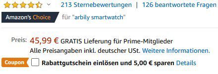 Arbily ID205 Smartwatch mit Herzfrequenzmessung, GPS & mehr für 25,99€ (statt 46€)