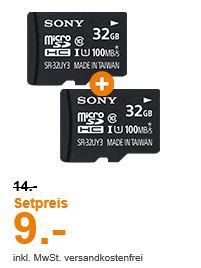 Doppelpack SONY Performance microSDXC 2 x 32GB Karten für 9€ o. 2 x 64GB für 18€ (statt 32€)