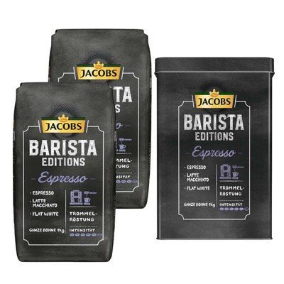 2kg Jacobs Barista Editions Kaffee ganze Bohne + Dose für 19,98€