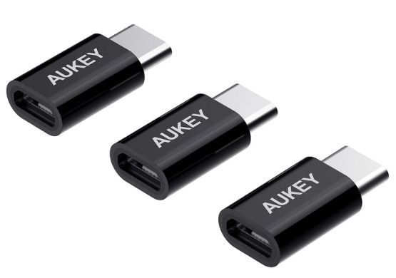 3x den AUKEY USB C Adapter auf Micro USB in Schwarz für 3,69€ (statt 7€)