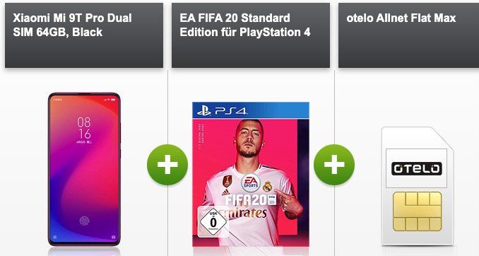 Xiaomi Mi 9T Pro + Fifa 20 (PS4) für 4,95€ + Vodafone Flat mit 12GB LTE für 29,99€ mtl.