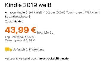 Ausverkauft! Amazon Kindle 6 (2019) in Weiß mit Frontlicht inkl. Spezialangeboten für 48,98€ (statt 79€)