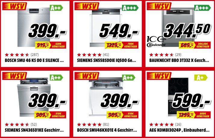 Media Markt: Einbaugeräte zum halben Preis   z.B. Privileg Herd Set für 289,50€ (statt 329€)