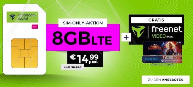 Telekom Allnet Flat mit 8GB LTE für 14,99€ mtl. + freenet Video Basic gratis