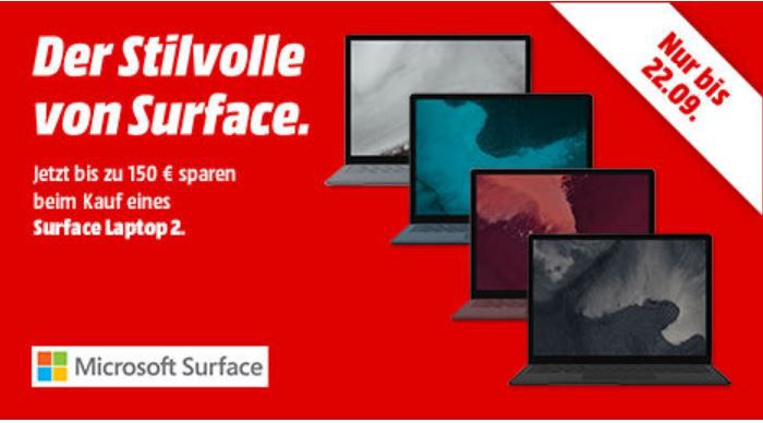 Media Markt & Saturn: günstige Surface Laptop 2 dank 150€ Sofortrabatt