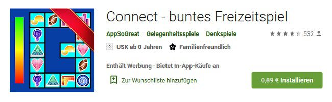 Android: Connect   buntes Freizeitspiel gratis (statt 0,89€)