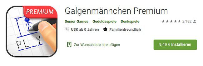 Android: Galgenmännchen Premium gratis (statt 9,49€)