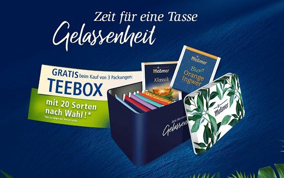 Meßmer: Teebox gratis anfordern beim Kauf von 3 Packungen