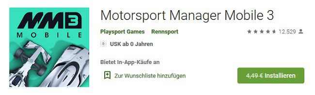 Android/iOS: Motorsport Manager Mobile 3 kostenlos (statt 4,49€)