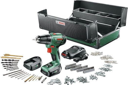 Bosch PSR 1440 LI 2 Akku Bohrschrauber mit 2 Akkus, Ladegerät, Toolbox und 241 tlg. Zubehör für 88€ (statt 120€)