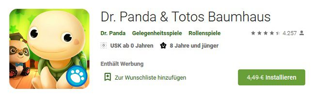 Android/iOS: Dr. Panda & Totos Baumhaus gratis (statt 4€)