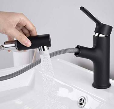 Homelody Wasserhahn mit ausziehbarer Brause in Schwarz für 42,99€ (statt 70€)