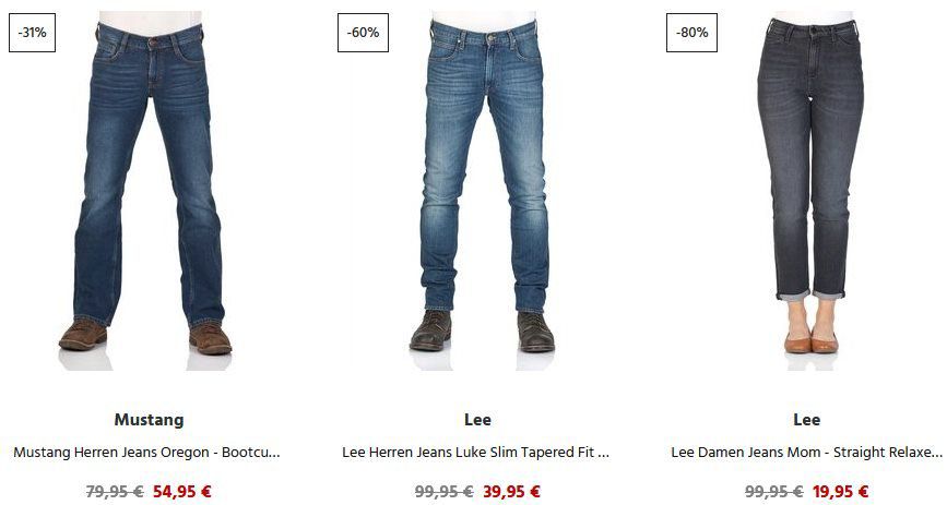 Bis  80% auf Restposten bei Jeans Direct + 33% Gutschein & keine VSK