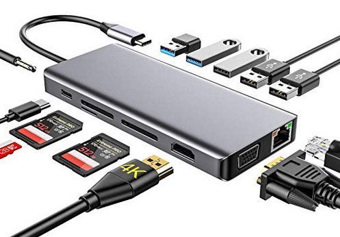 13in1 USB C Hub mit  2x USB 3.0, HDMI, RJ45 , Type C Ladefunktion & mehr für 30,99€ (statt 60€)