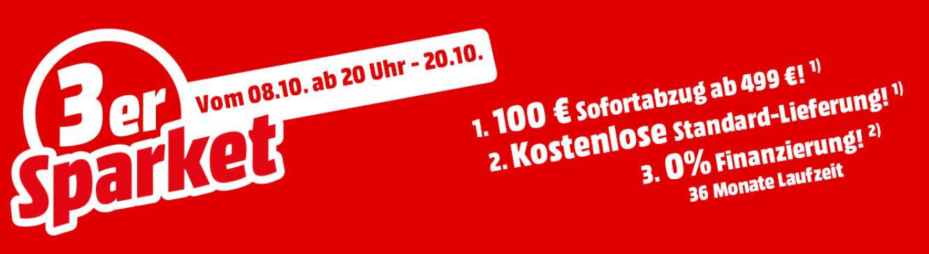 Media Markt 3er Sparpaket ausgewählte Küchen  u. Haushaltsgeräte ab 499€ mit 100€ Sofortrabatt +VSK frei