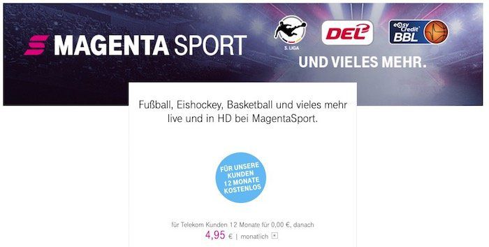 12 Monate Telekom MagentaSport kostenlos für alle Bestandskunden (statt 59€)