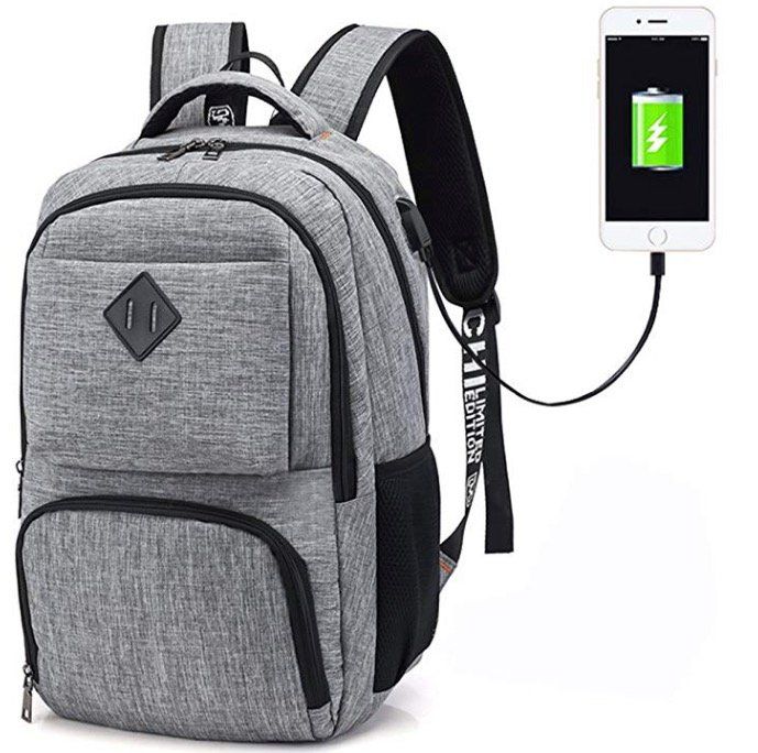 Hotchy Laptop Rucksack mit USB Ladeanschluss und Sicherheitsschloss für 11€ (statt 22€)   Prime