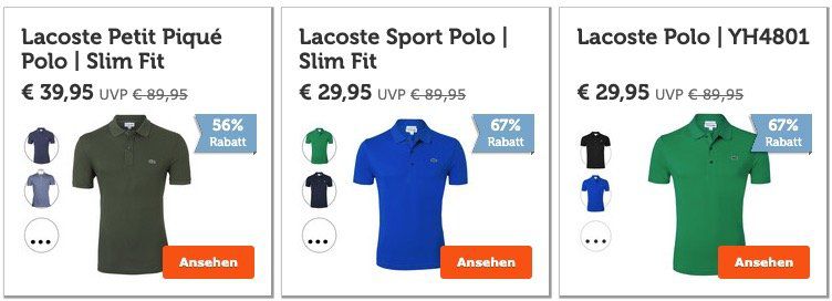 Lacoste Sale mit Restgrößen bei iBood   z.B. Poloshirt YH4801 für 29,95€ + VSK (statt 45€)