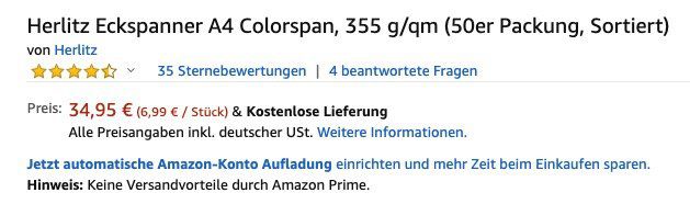 Vorbei? 250er Pack Herlitz Eckspanner A4 Colorspan für 34,95€