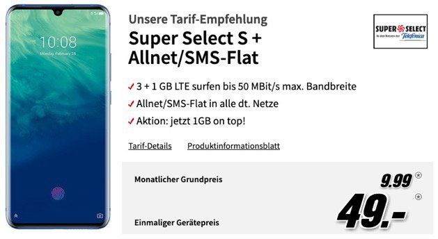 ZTE Axon 10 Pro für 49€ mit Allnet Flat mit SMS und 4GB LTE im O2 Netz für 9,99€ mtl.   effektiv Gewinn