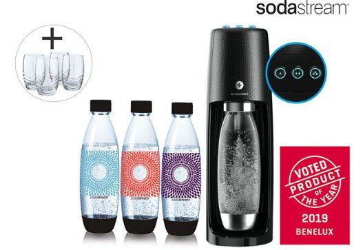 SodaStream Spirit One Touch + 4 Flaschen + 4 Gläser + CO2 Zylinder für 85,90€ (statt 113€)
