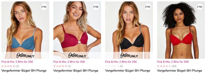 Bra Party bei Hunkemöller: 2 BHs für 34,12€   versandkostenfrei bei Filialieferung