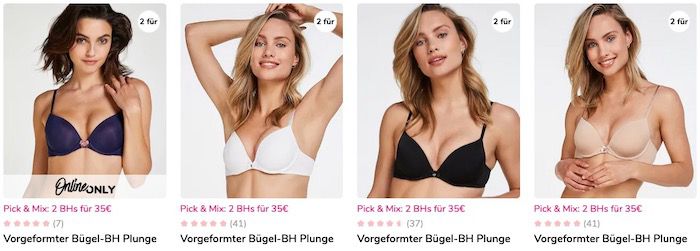 Bra Party bei Hunkemöller: 2 BHs für 34,12€   versandkostenfrei bei Filialieferung