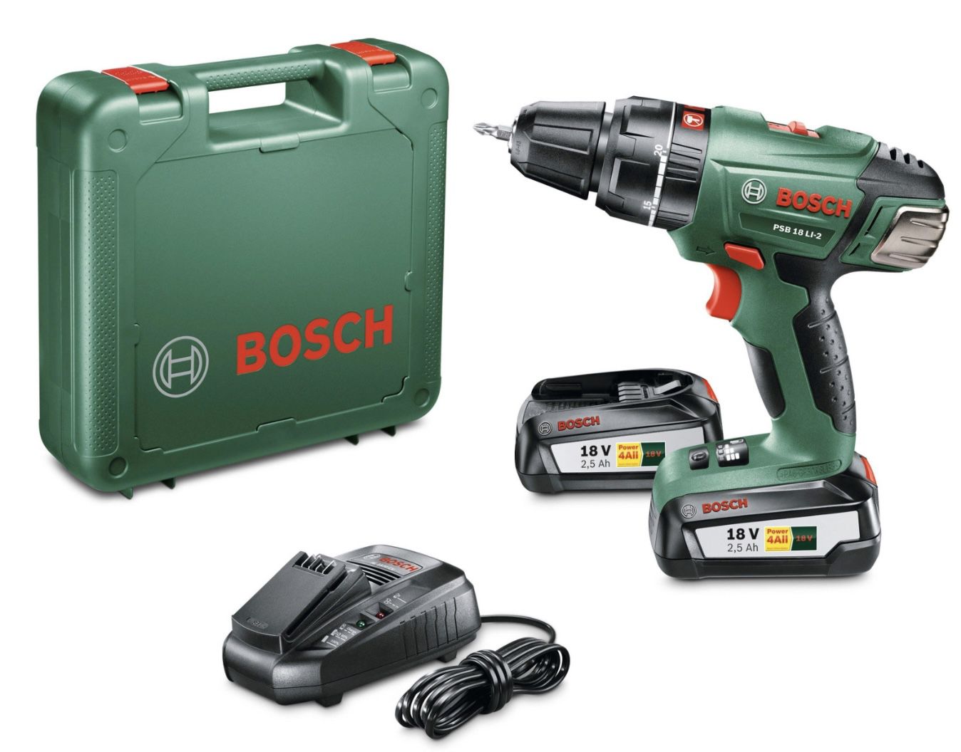 BOSCH PSB 18 LI 2   Akkuschrauber + Koffer + 2 Akkus 2,5 Ah für 129€ (statt 146€)