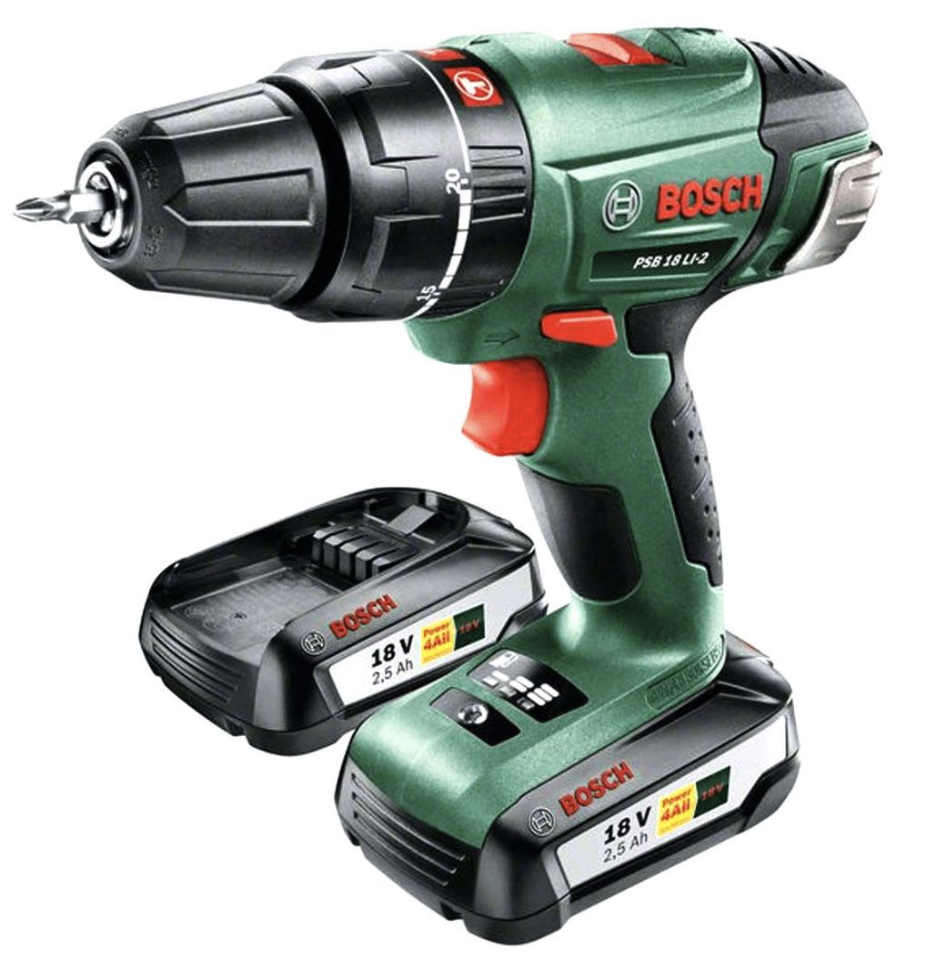 BOSCH PSB 18 LI 2   Akkuschrauber + Koffer + 2 Akkus 2,5 Ah für 129€ (statt 146€)