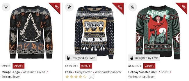 Xmas Strickpullis bei EMP + 20% Extra   z.B. Assassins Creed für 22€ (statt 66€)