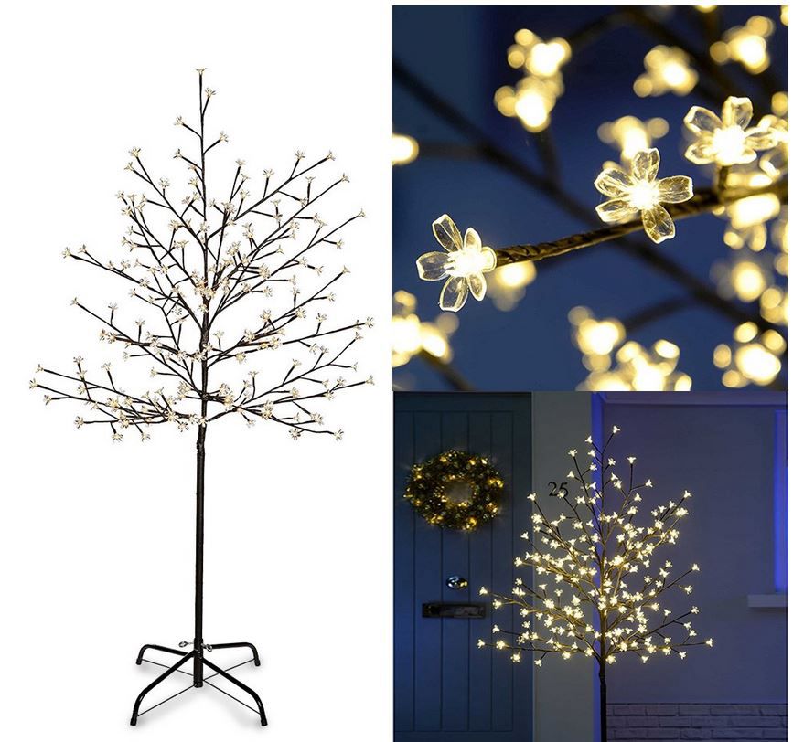 Deko Kirschblütenbäume mit LEDs   z.B. 150cm mit 160 LEDs für 25,99€