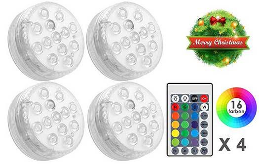 4er Pack: RGB LED Dekolichter mit Fernbedienung & vielen Modi für 8,49€   Prime