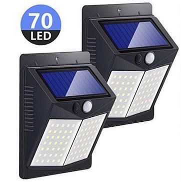 2er Pack: Solar Außenleuchte mit Bewegungsmelder & 70 LEDs für 13,49€ (statt 27€)