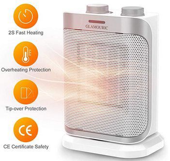 GLAMOURIC Mini Keramik PTC Heizlüfter mit bis zu 1500W für 17,99€ (statt 30€)