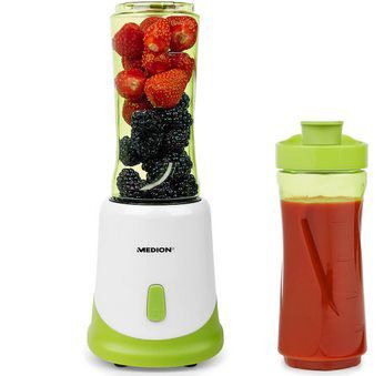 MEDION Smoothie Maker in Grün oder Lila inkl. 2 Trinkbecher für 9,95€ (statt 28€)