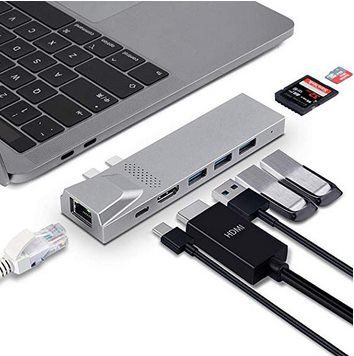 BSENTA 8in1 USB C Hub für MacBook Pro/Air mit Thunderbolt, USB 3.0, RJ45 & mehr für 38,99€ (statt 60€)