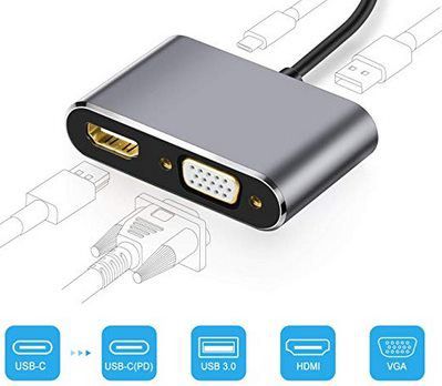 chenme 4in1 USB C HUB mit VGA, HDMI, USB 3.0 für 14,99€ (statt 25€)